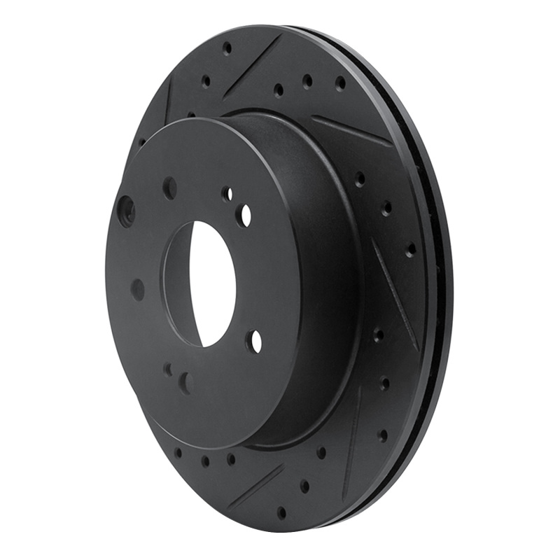 Mitsubishi Eclipse Brake Rotor (1) - Rear Left - R1 Concepts - Drilled & Slotted - Black - `06-`12